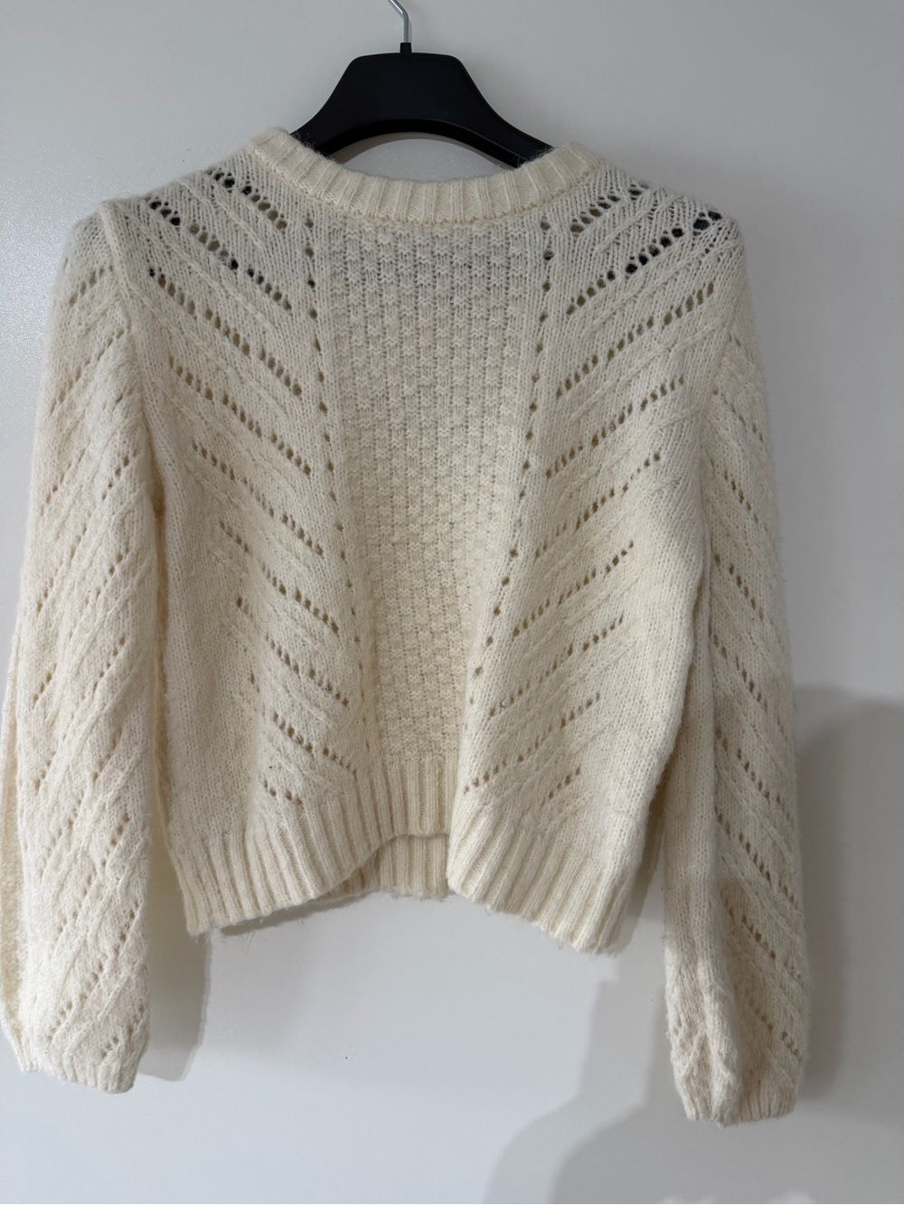 Elodie Cream Openwork Scoopneck Knit Sweater